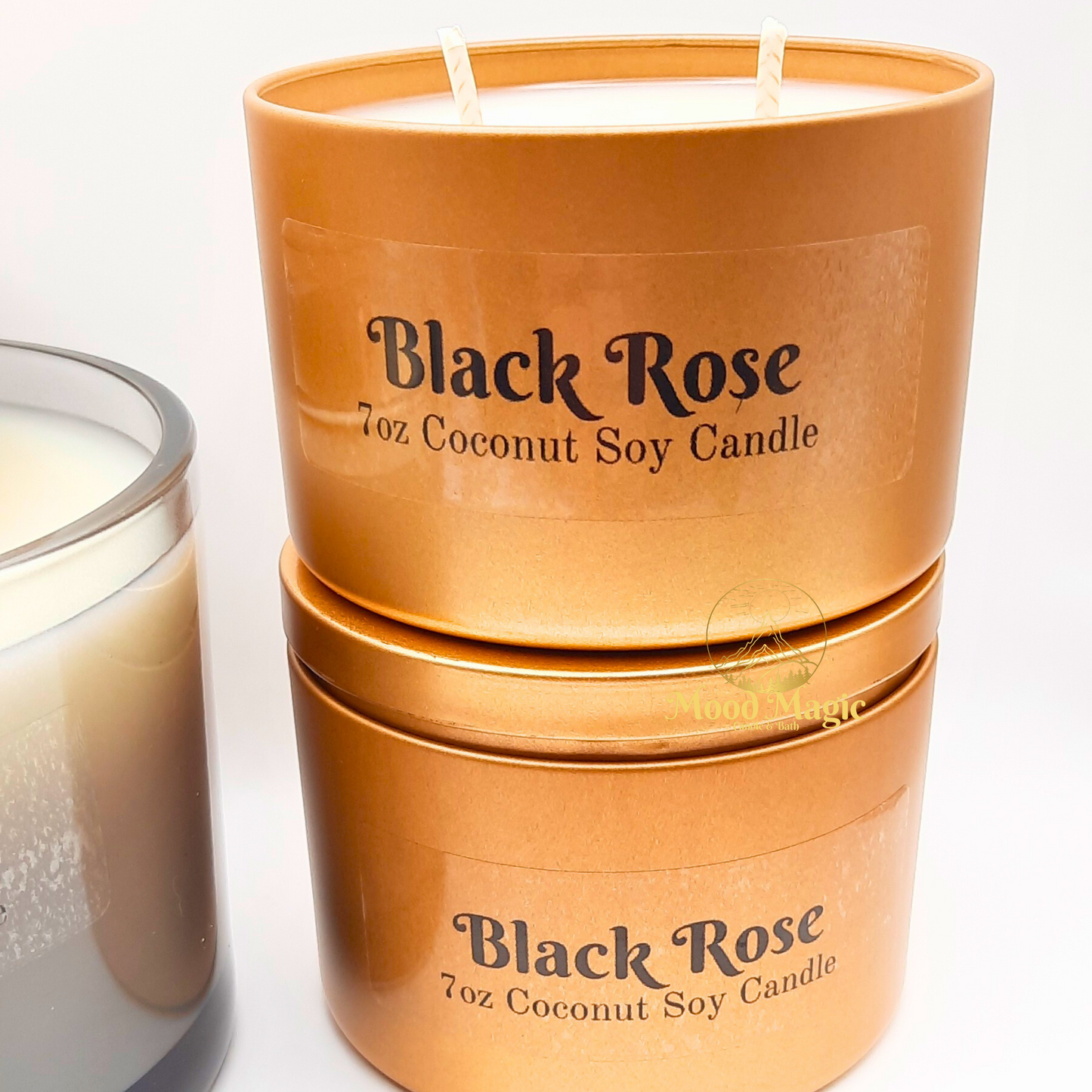 hand poured 7oz black rose candle.