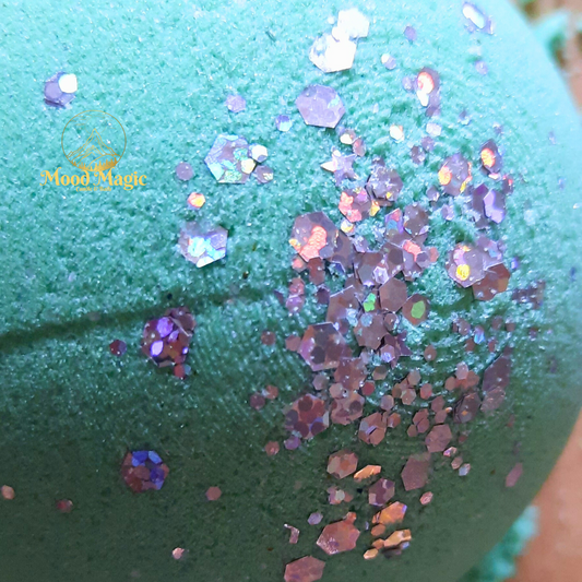 sea of tea bath bomb up close