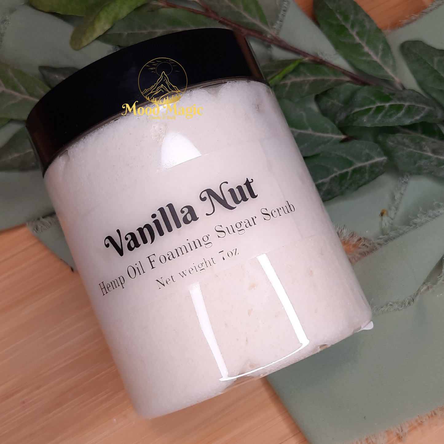 vanilla nut hemp oil body scrub with no added colorants.